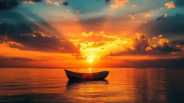 Sunset boat serenity