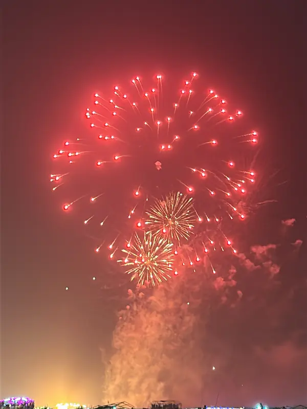 Fireworks light up the sky over boats on the Ganga in Varanasi on Dev Deepawali
